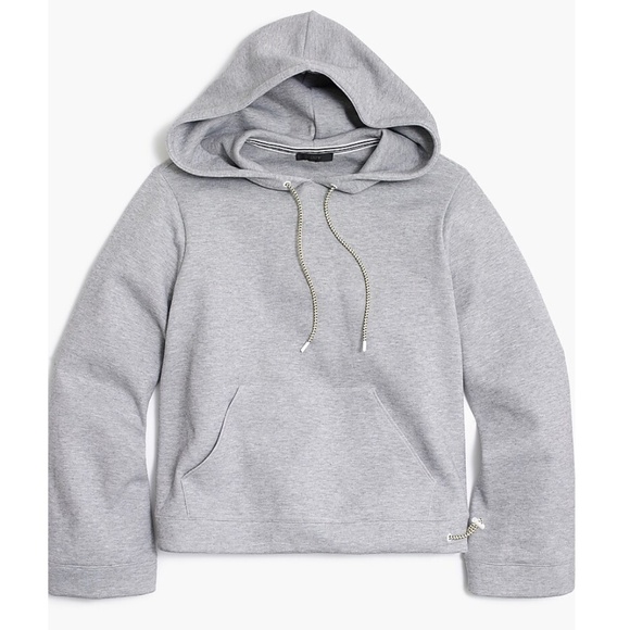 J.Crew Women's Gray Grey Cropped Hoodie Wide Boxy Relaxed Fit Oversized Size XS - Picture 1 of 10